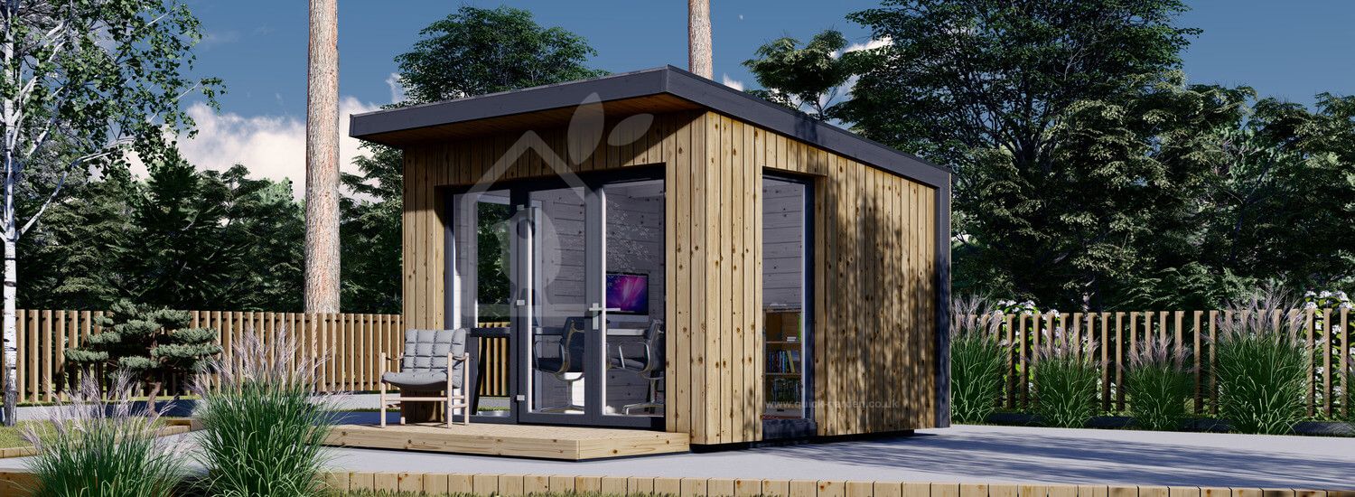 Garden Office Pod EVELIN (Insulated, 34 mm + Cladding), 3x3 m (10' x 10'), 9 m² visualization 1