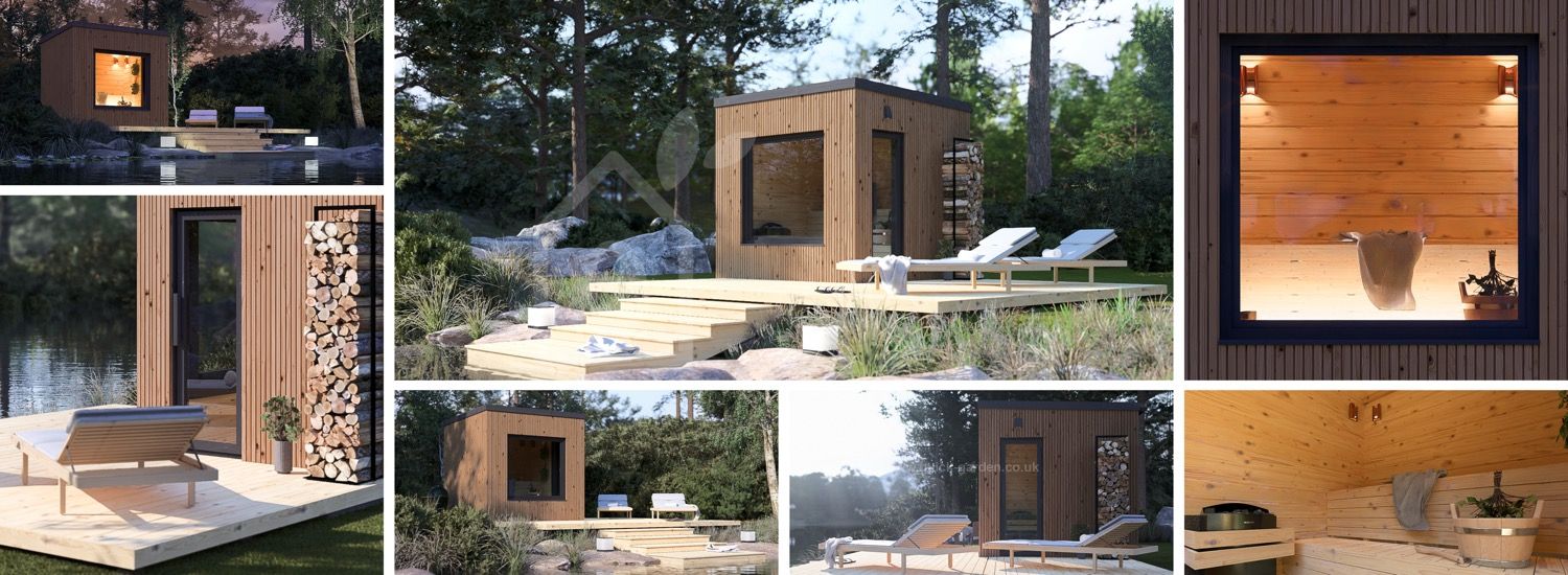 Outdoor Sauna OKO (34 mm + Cladding), 2.3x2.3 m, 4.1 m² visualization 1