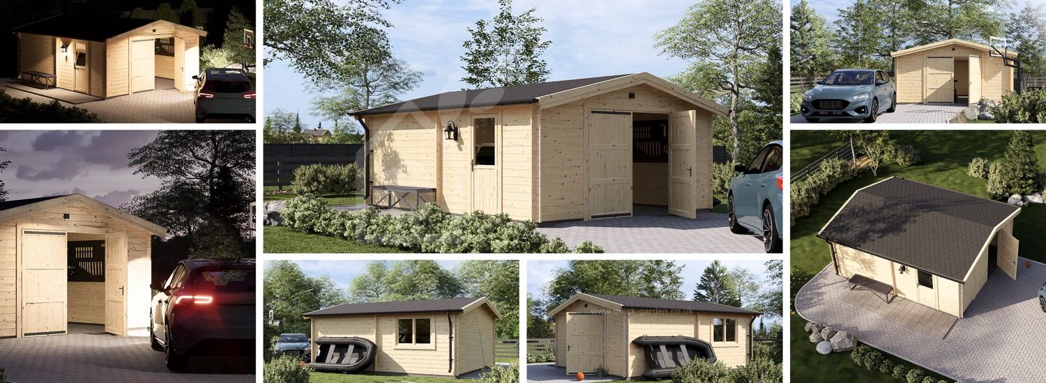 Single Wooden Garage CLASSIC S (44 mm), 5x6 m (16'x20'), 30 m² visualization 1