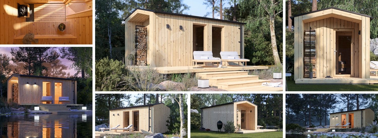 Outdoor Sauna SERENE (34 mm + Cladding), 5.3x2.5 m, 5 m² visualization 1