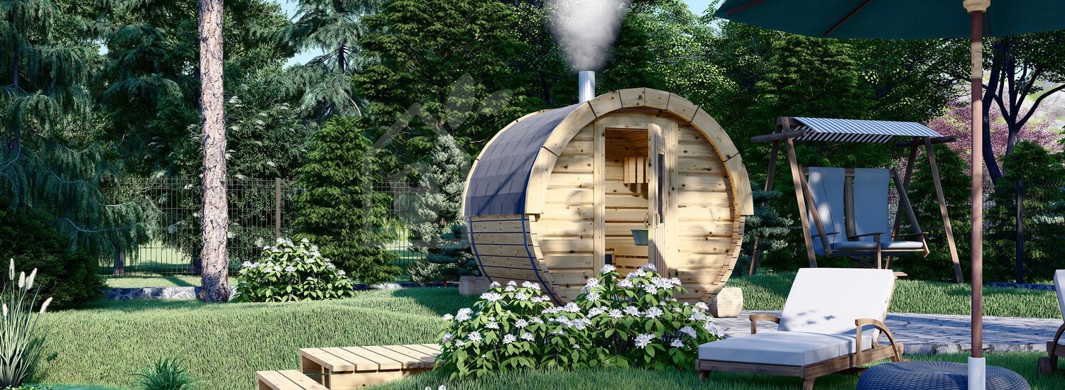 Outdoor Barrel Sauna HELGA 17 (46 mm), 1.7 m, ⌀ 1.97 m visualization 1