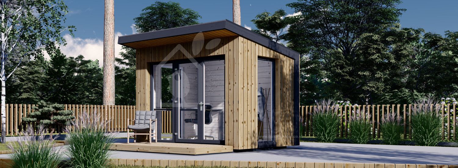 Garden Office Pod EVELIN (Insulated, 34 mm + Cladding), 3x2 m (10' x 6'6"), 6 m² visualization 1