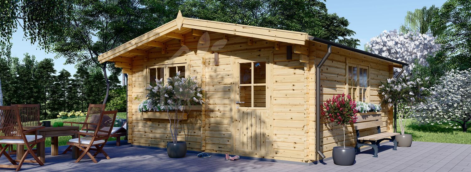 Log Cabin DREUX (44 mm), 6x6 m (20'x20'), 36 m² visualization 1