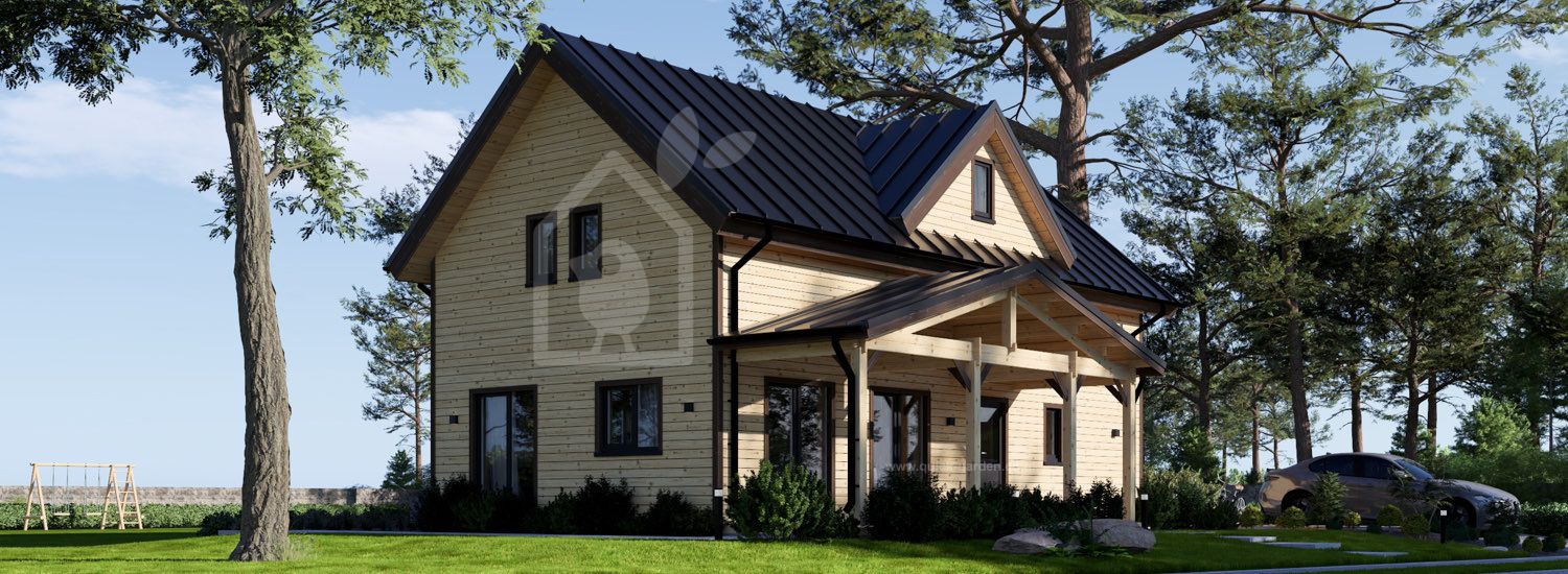 Log Cabin House VERA S (44 mm + Cladding), 126 m² visualization 1