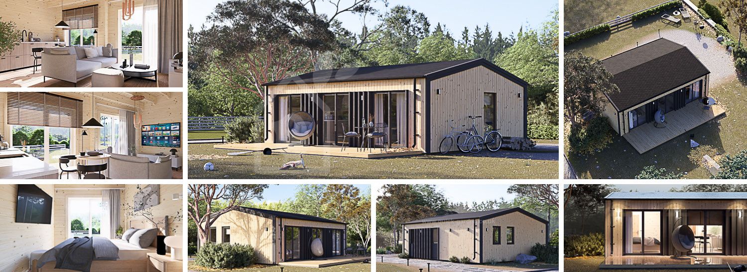 Granny Annexe ANGELA (Insulated, 44 mm + Cladding), 43 m² visualization 1