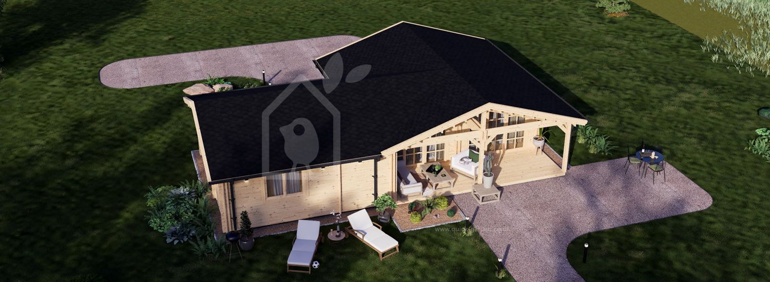 Log Cabin House ADELE S (44+44 mm + Insulation), 60 m² visualization 1