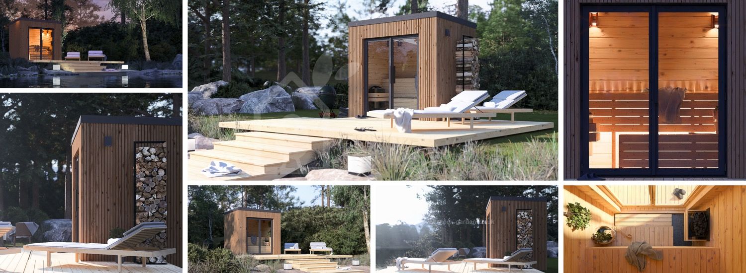Outdoor Sauna OKO (34 mm + Cladding), 2.3x1.6 m, 2.7 m² visualization 1