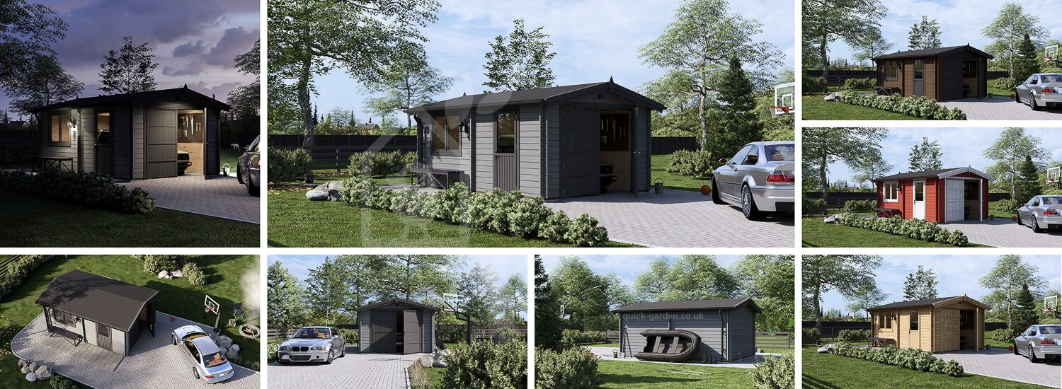 Single Wooden Garage CLASSIC (44 mm), 3.6x5.4 m (12'x18'), 20 m² visualization 1