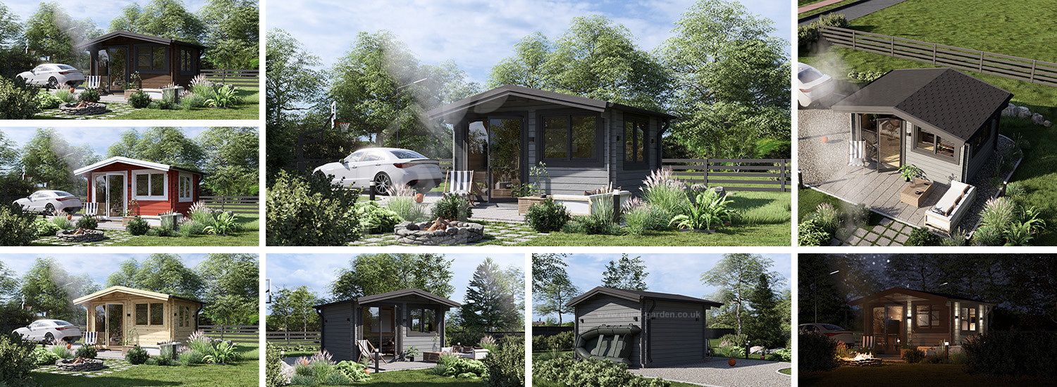Garden Log Cabin WISSOUS (34 mm), 4x3 m (13'x10'), 12 m² visualization 1