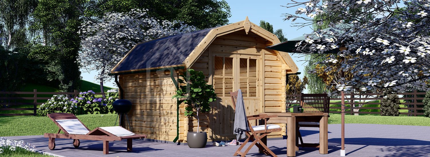 Garden Log Cabin ORLANDO (34 mm), 3x3 m (10'x10'), 9 m² visualization 1