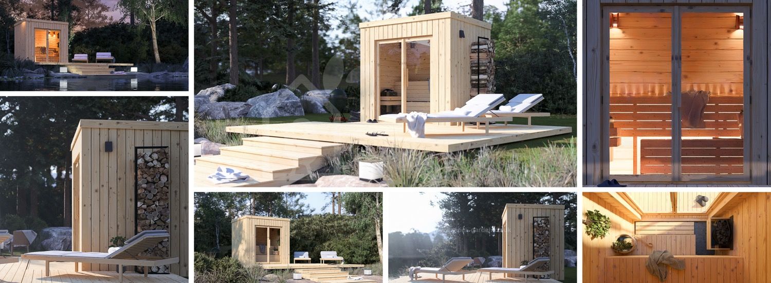 Outdoor Sauna OKO (34 mm + Cladding), 2.3x1.6 m, 2.7 m² visualization 1