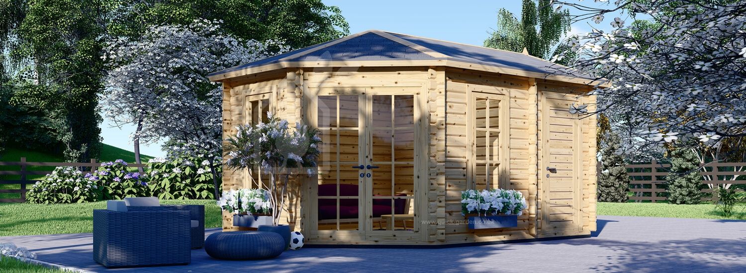 Garden Log Cabin KIM (34 mm), 5x3 m (16'x10'), 15 m² visualization 1